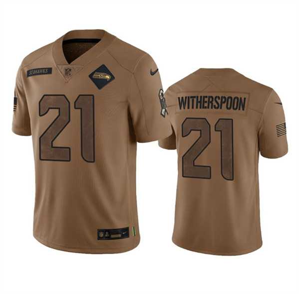 Men%27s Seattle Seahawks #21 Devon Witherspoon 2023 Brown Salute To Service Limited Jersey Dyin->seattle seahawks->NFL Jersey